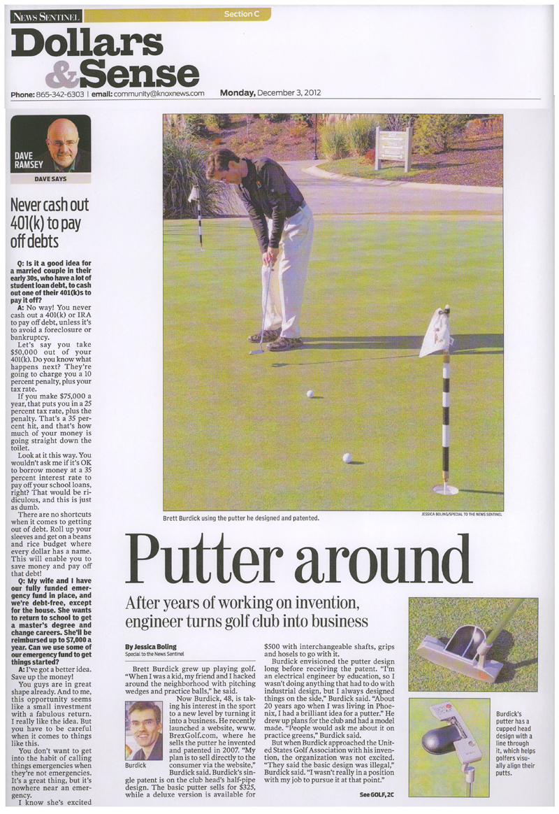 Brex Golf article in Knoxville News Sentinel